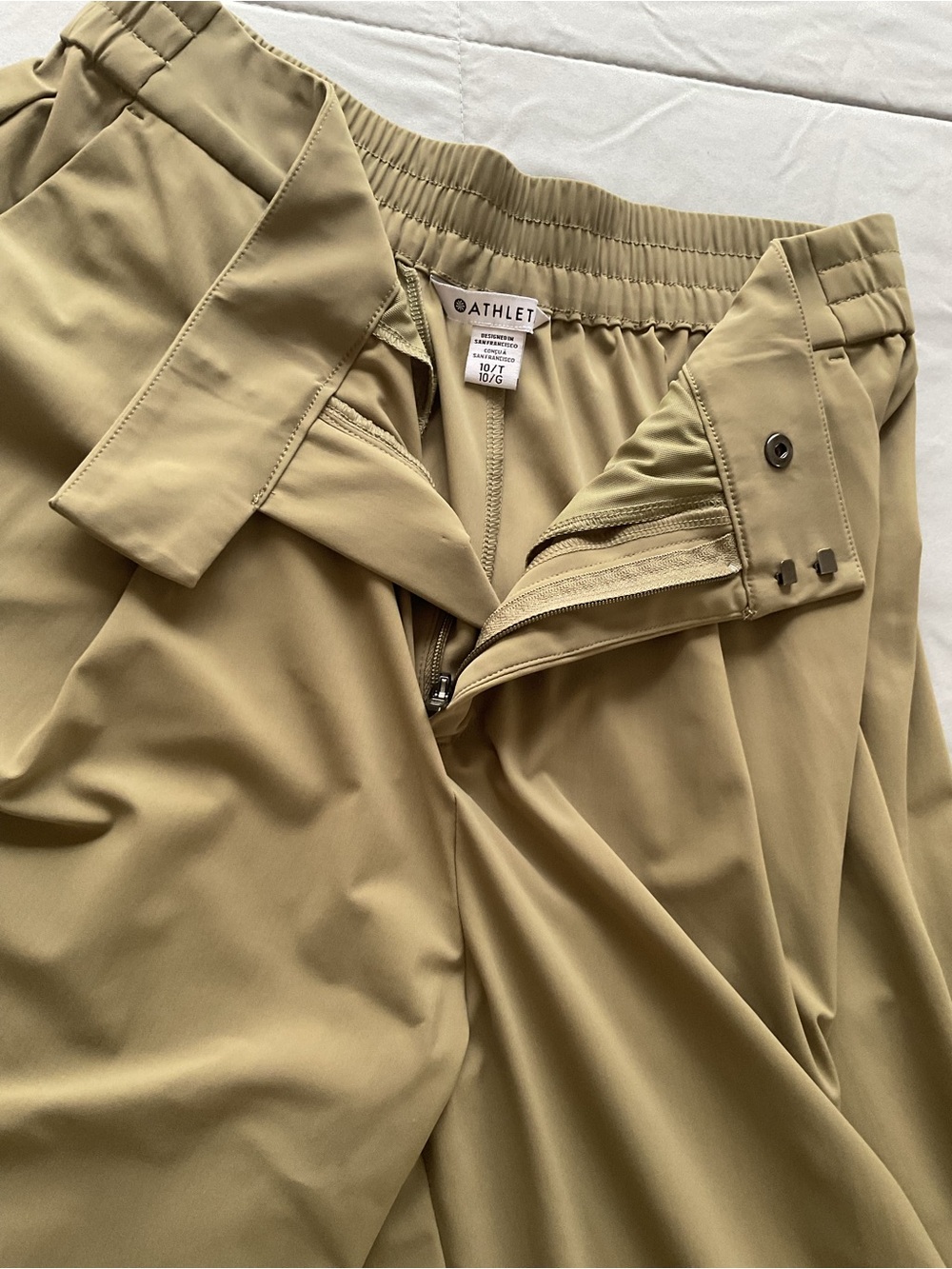 Athleta Women’s Size 10 Olive Green Wide Leg Stretch Pants Pull On - Picture 9 of 14
